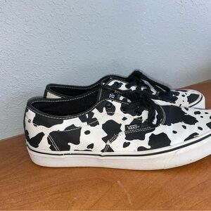 Vans Black and White Flats and Loafers with Cow Print Design